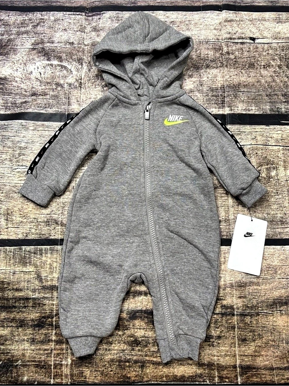 Nike Baby Essentials Hooded Coverall Gray & Black Baby 3M